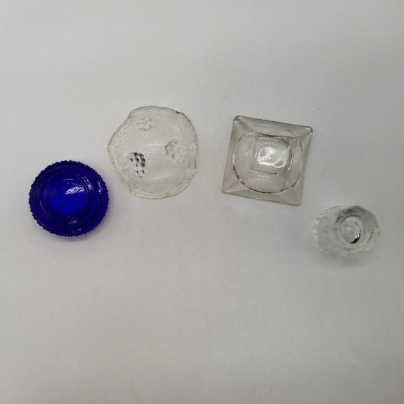 Vintage Glass Salt Dips Cellar Cobalt Clear Serveware Dining Home Kitchen Decor - Picture 3 of 7